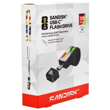 Imagem de Pen Drive Sandisk G46 Flash Drive Edição Global da Copa do Mundo FIFA 2026 USB-C 128GB Preto SDCZIA-128G-G46