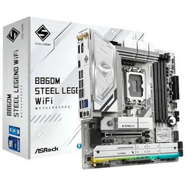 Imagem de Placa Mãe Asrock B860M Steel Legend Wi-Fi com Suporte DDR5, Wi-Fi 6 802.11ax e Bluetooth 5.2 e Conectividade Avançada