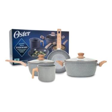 Imagem de Jogo de Panelas Oster 4 Peças Marble Edition Cerâmica Indução Cor:Dark