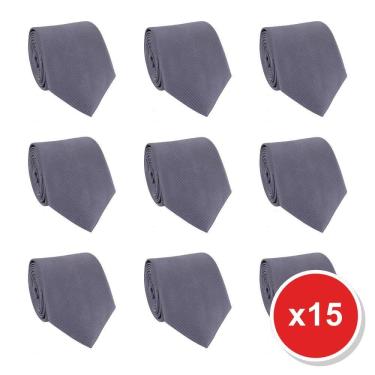 Imagem de Kit 15 Gravatas Social Tons de Cinza Masculina Slim Lisa Padrinho Casamento Noivo Trabalho Congresso