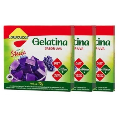 Imagem de Kit 3 Gelatina Lowçucar Plus com Stevia Diet Sabor Uva 10g