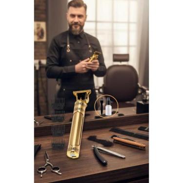 Imagem de Máquina Acabamento Profissional Cabelo Barba Sem Fio Dourada - Congrat