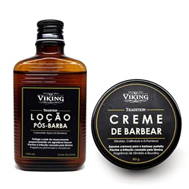 Imagem de Kit de Barbear VIKING - Creme + Loção Pós-Barba - Sândalo e Baunilha - Face - Unissex - Todos os tipos de pele