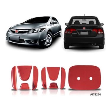 Imagem de Adesivo Kit Aplique Emblema Vermelho Honda New Civic 06/11