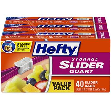 Imagem de Hefty Sacos de armazenamento deslizantes, tamanho 40 (pacote com 3), total de 120