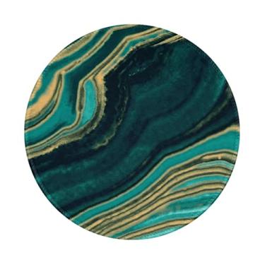 Imagem de RAINBOWS Mouse pad arte mármore Aqua e metálico dourado textura mármore borracha tapete para mesa antifadiga estética melhor foto tapete para mouse (1,20 cm)