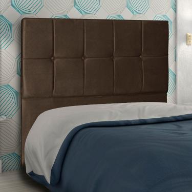 Imagem de Cabeceira Casal 1,40m Lisboa Suede Marrom Dal Poz Estofados