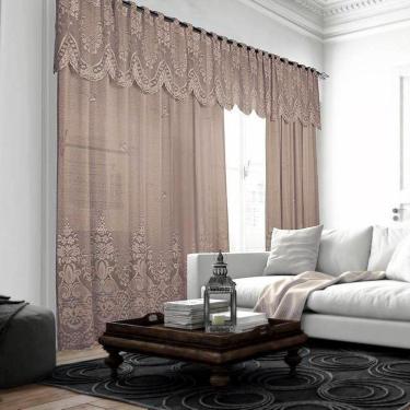 Imagem de Cortina De Renda Clássica Irlanda Com Bandô Interlar Desert