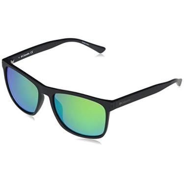 Imagem de Columbia Boulder Ridge Rectangular Sunglasses, Matte Black/Green Polarized, 57 mm