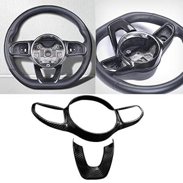 Imagem de FINMOKAL Para Mercedes-Benz A Class W177 19-21 Acabamento de capa de volante de fibra de carbono real
