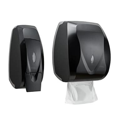 Imagem de Kit Dispenser Sabonete Liquido Saboneteira E Porta Papel Toalha Toalheiro Velox Preto