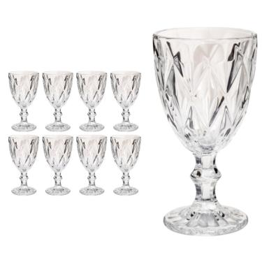 Imagem de Copo Taça Vidro Diamante Transparente Para Agua 300ml 8Un