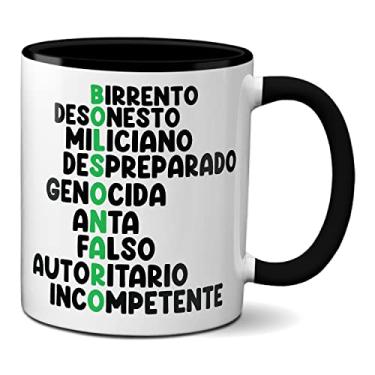 Imagem de Caneca Bolsonaro Acróstico Engraçada Birrento Desonesto (Preta)