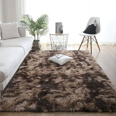 Imagem de Tapete felpudo fofo, tapetes peludos de pelúcia para quarto, sala de estar, tapetes felpudos para crianças, bebês, tapetes macios para dormitório, tapete para quarto de adolescente, cor café 81 x 119