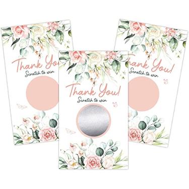 Imagem de 50 vouchers florais blush presentes certificados raspadinha cartões de raspar para férias, Natal, aniversário, pequenas empresas, restaurante, spa, salão de beleza, maquiagem de beleza, casamento, casamento, chá de bebê lembrancinhas jogos