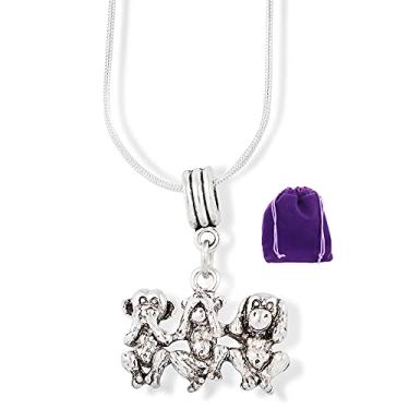 Imagem de Colar de corrente de cobra com pingente Hear no Evil See no Evil