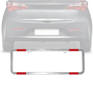 Imagem de Par Moldura de Placa Cromada para Carro com Refletor Especial 405x135mm