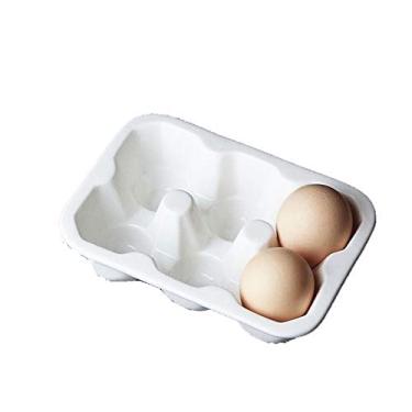 Imagem de Leoyoubei Prato de Ovo de Cerâmica Bonito, Armazenamento de Geladeira de Cozinha e Porcelana de Ovo Cozível Branco, Branco, 6 lattice egg holder