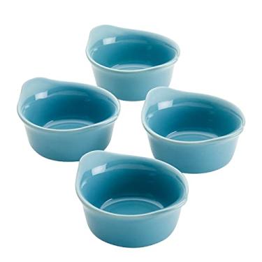 Imagem de Rachael Ray Conjunto de copos redondos de cerâmica de esmalte sólido com 4 peças, azul agave