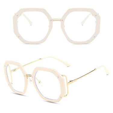 Imagem de Óculos de Sol Quadrados Grandes para Mulheres Óculos de Sol Polígono para Senhoras Óculos de Luz Anti Azul, 13, Com uma bolsa