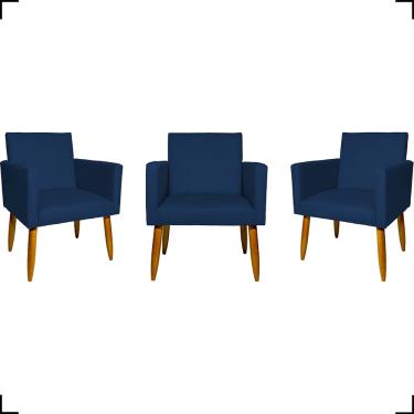 Imagem de Kit 3 Poltronas Para Sala Decorativas Cadeiras Reforçadas Para Recepção, Consultório, Escritório E Manicure De Tecido Suede De Cores Variadas Pé Castanho - Clique & Decore