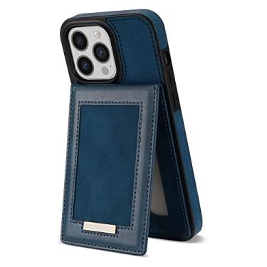 Imagem de Capa de couro com zíper para iPhone 14 13 Pro Max 12 Mini 11 X XR XS 7 8 Plus Carteira para telefone com suporte para cartão de crédito, azul, para iPhone 11 Pro