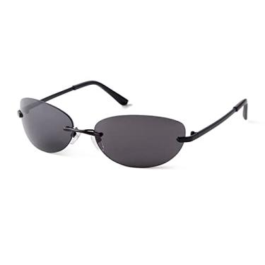 Imagem de Óculos de sol cat eye retangular sem aro masculino design feminino óculos de sol lente prata sem armação óculos óculos, tamanho único