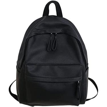 Imagem de Mochila De Viagem Mochila Da Moda Casual Bolsa De Ombro Feminina Bolsa De Ombro De Cor Sólida Mochila Escolar Para Meninas,Preto,Constructive23
