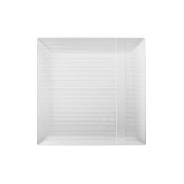 Imagem de Pratos de plástico resistentes Crown Premium - Quadrado linear (pacote com 40) - Casamento como na China, Branco, 9 Inch., 40