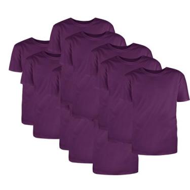 Imagem de Kit Com 10 Camisetas Básicas Algodão Violeta Tamanho P - Mc Clothing