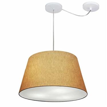 Imagem de Lustre Pendente com Desvio de Centro Cúpula Tecido 21/30x40 cm, Vivare Iluminação, Pendente4279 LP, Palha, Médio