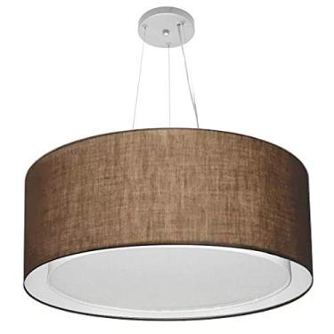 Imagem de Lustre Pendente Cilíndrico Duplo Cúpula Tecido 30/70x60 cm, Vivare Iluminação, Pendente4303 LC, Café, Grande
