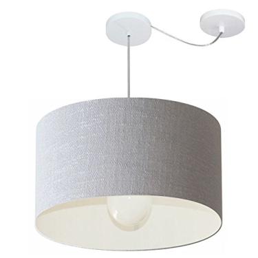 Imagem de Lustre Pendente com Desvio de Centro Cúpula Tecido 60x30 cm, Vivare Iluminação, Pendente4234 CZ, Cinza, Grande