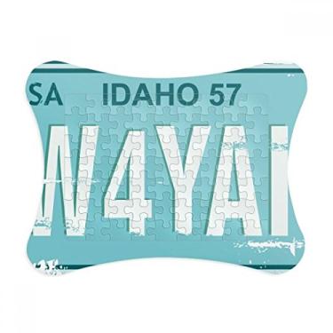 Imagem de Moldura de quebra-cabeça com número de placa de licença de carro americana EUA enfeite de jogo de quebra-cabeça
