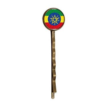 Imagem de Listras Bandeira da Etiópia Desenhando Giz de Cera Retrô Cabelo de Metal Bobby Pin Headwear