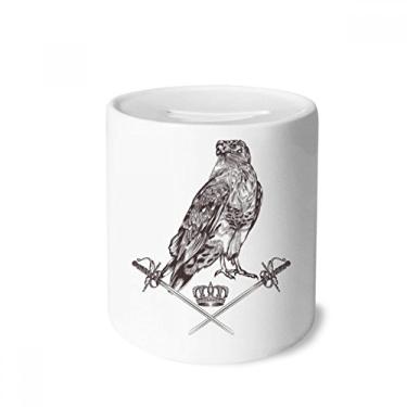 Imagem de DIYthinker Caixa de moedas de cerâmica com espada de águia e coroa de animal estilo barroco, presente de cofrinho