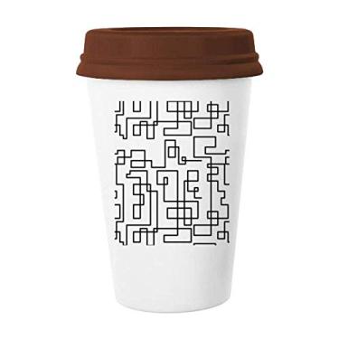 Imagem de Hexagon Line Art Grain Illustration Pattern Mug Coffee Drinking Glass Ceramic Cup Lid