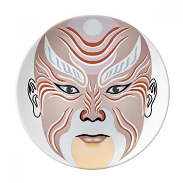 Imagem de Prato de porcelana decorativa Weishuihe com cabeça de ópera de Pequim, Prato de jantar