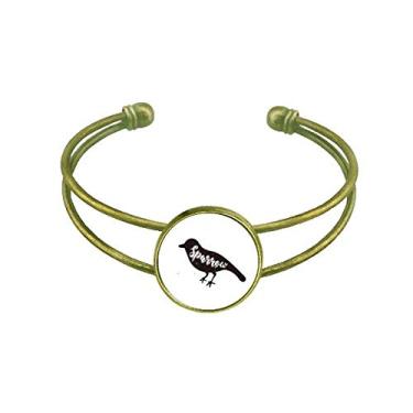 Imagem de Sparrow Bracelete preto e branco Animal Bracelete Retrô Aberto Joia
