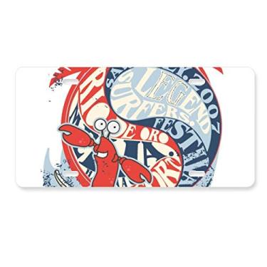 Imagem de DIYthinker Placa de licença de organismo marinho lagosta World Beach para decoração de carro, acessório de aço inoxidável