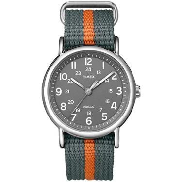 Imagem de Timex Relógio unissex T2N649 Weekender, cinza/laranja