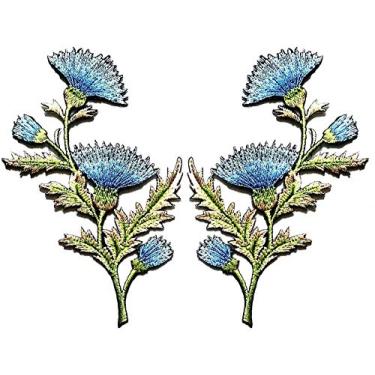 Imagem de Nipitshop Patches 1 par de flores azuis de lavanda carnê bordado com flores lindas bordadas costurado ferro em patch para roupas mochilas camiseta jeans saia colete cachecol saco