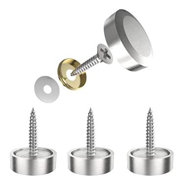 Imagem de Aopin Tampa de parafuso espelhada, parafusos decorativos para placas/pregos/construção, escovado, prata, 22 mm, 4 peças