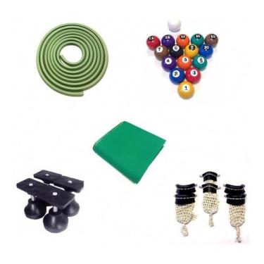 Imagem de Kit De Reparo P/Mesa De Sinuca Caçapa Bolas Borracha Pano