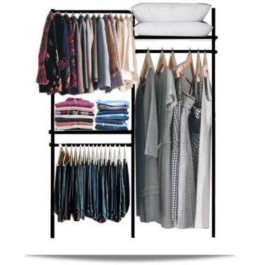 Imagem de Closet arara aramado trilho parede super resistente moderno 1,30 PT