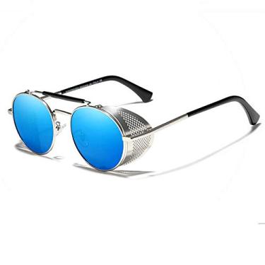 Imagem de Óculos de Sol Masculino Redondo Steampunk Kingseven Proteção Polarizados UV400 Anti-Reflexo N7550 (C3)