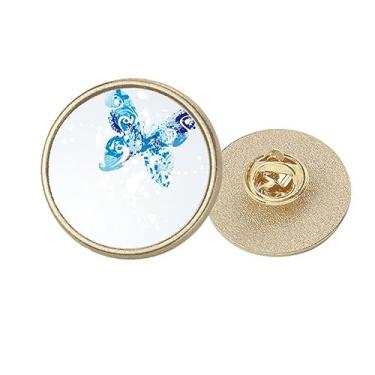 Imagem de Broche de pino dourado de metal redondo de grafite flauta azul céu animal, Medium, não aplicar