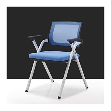 Imagem de Cadeira de escritório Cadeira ergonômica Cadeira de conferência Cadeira de escritório em malha com braço para tablet Mesa e cadeira (cor: com quadro de escrita, tamanho: 65 x 59 x 83 cm) (azul 65 x 59