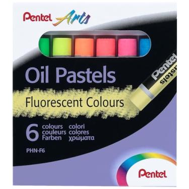 Imagem de Giz Pastel Oleoso, 6 Cores, Fluorescentes, Pentel