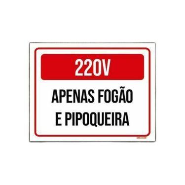 Imagem de Kit 3 Placas Sinalização 220X Apenas Fogão Pipoqueira
